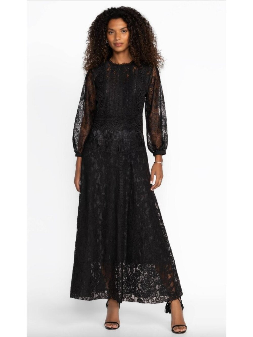 Johnny Was BIYA $398 Thea Lace Dress in Black Size Medium